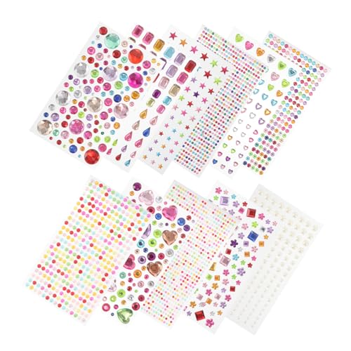 WRITWAA 11 Blätter Acryl Strass Aufkleber Selbstklebende Glitzersteine für DIY Bastelprojekte Hochwertige Vielseitige Schmucksteine für Scrapbooking und Nagelkunst von WRITWAA