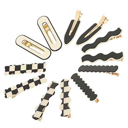 WRITWAA 12 Stück Entenschnabel Haar Clips Knitterfreie Haarklammern für Mädchen Karierte Haarspangen Leicht und Langlebig Haarschmuck für Hochzeiten Abschlussfeiern von WRITWAA