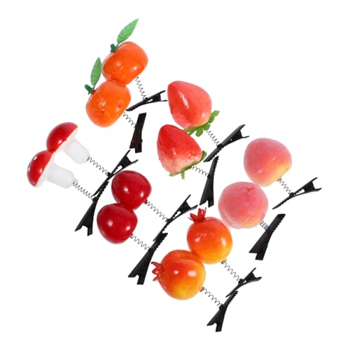 WRITWAA 12 Stück Obst Federklammer Bunt Für Babys Mädchen Geschlecht Frau Pfirsich Haarnadeln Muster Obst Clip Neuartiges Material Klemme Simulation Lustige Obst Haarspangen von WRITWAA