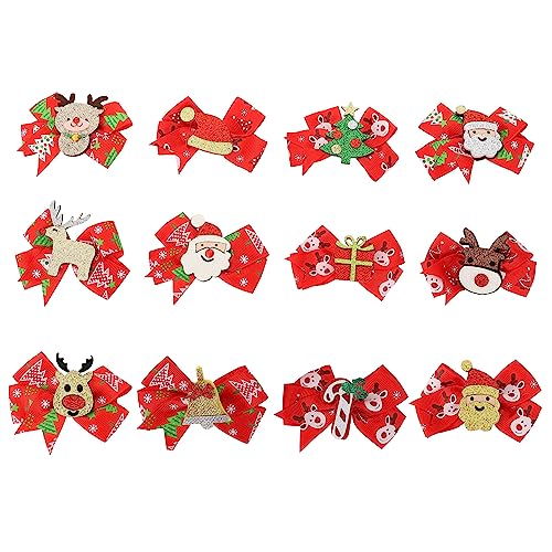 WRITWAA 12 Stück Teiliges Weihnachts Haarspangen Bunte Schleifen Haarclips Langlebig und Komfortabel Festlicher Haarschmuck für Mädchen Teens und Frauen für Weihnachtsfeiern und Festliche von WRITWAA