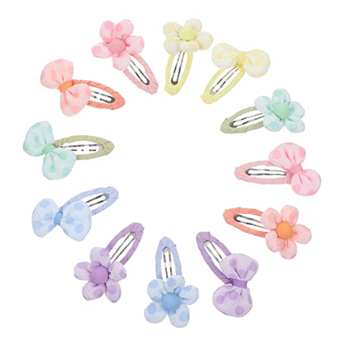WRITWAA 12 Stücke Candy Farbe Haarnadel Barrettes Zubehör Bobby Clip Bögen Dicken Floral Mädchen Haar Zubehör Tuch von WRITWAA