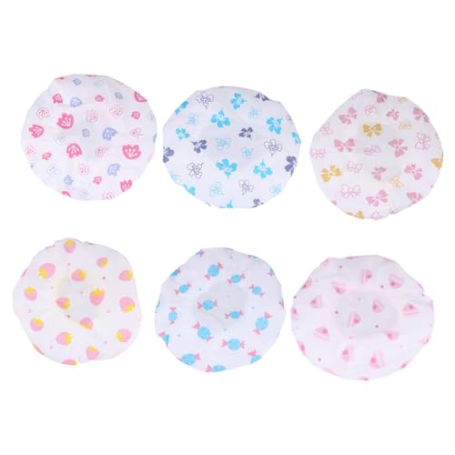 WRITWAA 12stücke Duschhut Badehut Pvc Küchenhut Damen Badezimmerhut Dot Duschmütze Oliendicht Zusammenfaltbar Cartoon-duschhut von WRITWAA