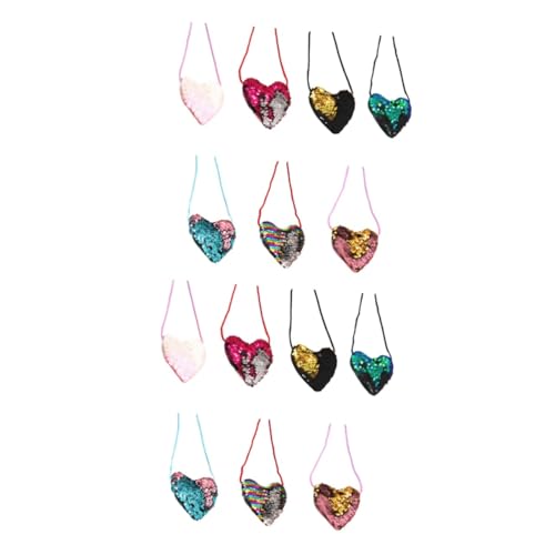 WRITWAA 14stücke Herz Pailletten Umhängetasche Für Mädchen Teiliges Kreatives Design Gemischten Farben Als Geldbörse Kosmetiktasche Für Täglichen Gebrauch Für Partys Und Schule von WRITWAA