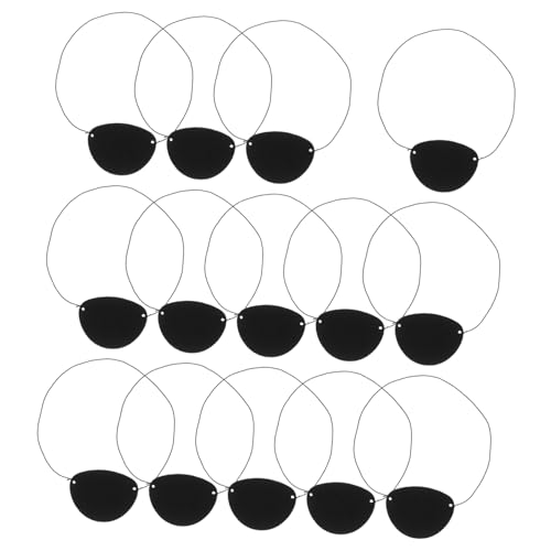 WRITWAA 14stücke Teilige Piraten-augenklappe Für Junge Mädchen Einzelne Augenbinde Mit Totenkopf-druck Piraten-aufnäher Für Party Halloween Und Cosplay Schwarzes Seil Filz Einfarbig von WRITWAA