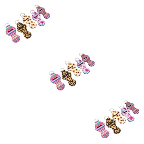 WRITWAA 15stücke Teiliges Neopren Schlüsselanhänger Mit Lippenbalsam-hülle Kreative Schlüsselringe Bunten Farben Praktisch Für Schlüsselbund Tasche Und Rucksack Schützt Lippenstift von WRITWAA