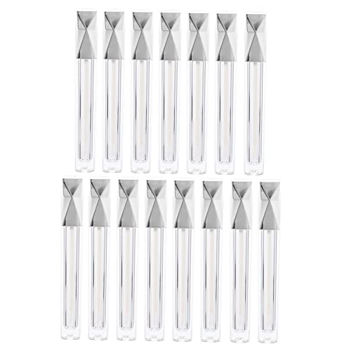 WRITWAA 15 Stück Leere Lippenpflege Wiederverwendbare Lip Gloss Behälter für Praktisch für Unterwegs Transparent mit Dreieckigem Silberdeckel von WRITWAA