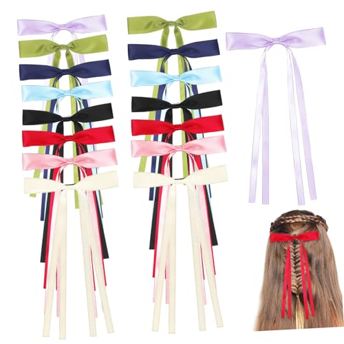 WRITWAA 16 Stück Schleife Haarnadel Mini Weiß Bogen Clip Quaste bunt haarschmuck haarzubehör Haarklammer Mädchen Haarschleifen Haarstylingzubehör dünne Schleifen Haarbänder Polyester von WRITWAA