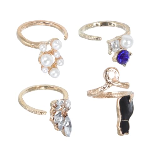 WRITWAA 16stücke Damen Perlenringe Schmuck Mode Ringe Schöne Katzenform Ringe Mit Perlen Für Frauen Ring Mit Perle Für Täglichen Gebrauch Und Feiertage von WRITWAA