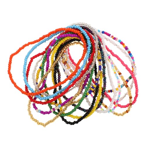 WRITWAA 17 Stück Handgemachte Glasperlen Armbänder im Boho Stil für Frauen und Mädchen Elastische Mehrfarbige Schmuckstücke für Sommerpartys und Strandoutfits von WRITWAA