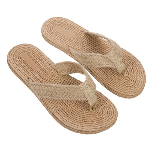 WRITWAA 1Paar Strand Hausschuhe Damen Flache Nachahmung Stroh Sandalen für Sommer Leicht für Freizeit Urlaub Strandaktivitäten WRITWAA 1Paar Strand Hausschuhe Damen Flache Nachahmung Stroh Sandalen für Sommer Leicht für Freizeit Urlaub Strandaktivitäten von WRITWAA