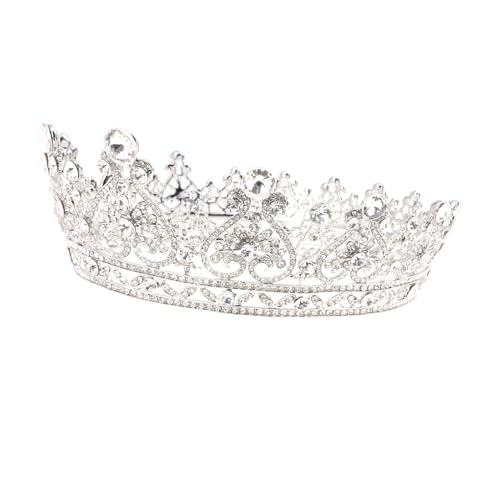 WRITWAA 1Pc Braut Tiara Frauen Krone Braut Kopfschmuck Braut Haarschmuck Abschlussball Haarschmuck Runde Brautkrone Barock Stil Krone Zarte Krone Brautkrone Die Krone Silberlegierung von WRITWAA