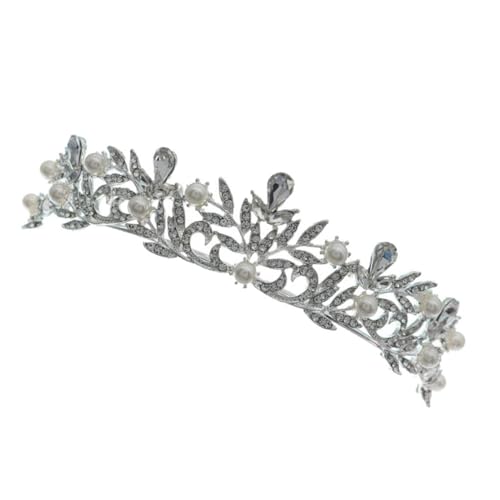 WRITWAA 1Pc Perlenkrone Braut Frauen Abschlussball Haarschmuck Hochzeit Perlenstirnband Kopfband Strass Haarband Strass Haarreifen Strass Krone Kopfschmuck Braut Haar Legierung Silber von WRITWAA