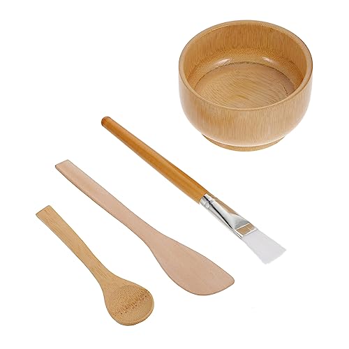 WRITWAA 1Satz DIY Gesichtsmaske Teiliges Holzschalen mit Pinsel Löffel und Cutter für Schönheitsmasken zu Hause Kompakt Leicht für Reisen Hause von WRITWAA