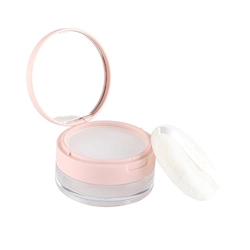 WRITWAA 1Satz Runder Kosmetik Pulverkoffer mit Spiegel Elastisches Puder Container für Lose Pulver Blusher und Mehr Puderquaste für Damen Make Up und Unterwegs von WRITWAA