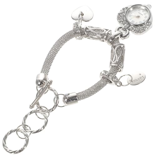 WRITWAA 1stück Charm Bracelet Mit Uhr Für Armbanduhr Mit Funkelnden Strasssteinen Goldene Herz-Dekoration Handgelenkschmuckstück Für Besondere Anlässe von WRITWAA