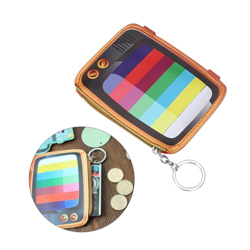 WRITWAA 1stück Mini Pu Geldbörse Mit Reißverschluss Und Schlüsselring Für Junge Mädchen Und Mädchen Lustige Tv-Muster Münztasche Zum Aufbewahren Von Kleingeld Schlüsseln Und Mehr von WRITWAA