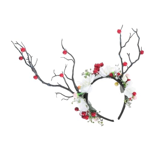 WRITWAA 1stück Elastischer Haarreif Mit Weihnachtsgeweihen Und Beeren Dekorative Haaraccessoire Für Weihnachten Und Festlichkeiten von WRITWAA