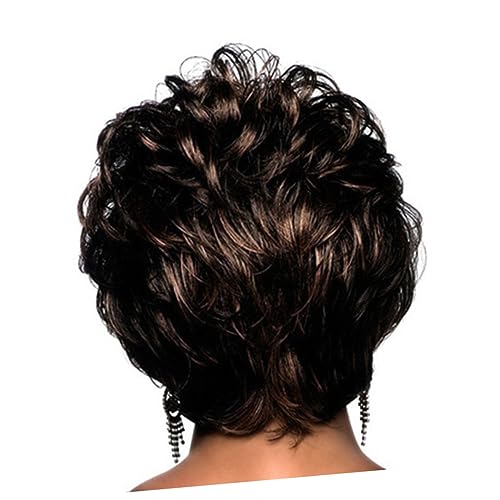 WRITWAA Damen Kurze Lockenperücke mit Locken Haarbedeckung für Frauen Stylische Perücke für Partys und Cosplay Bequem und Atmungsaktiv Kunsthaar von WRITWAA