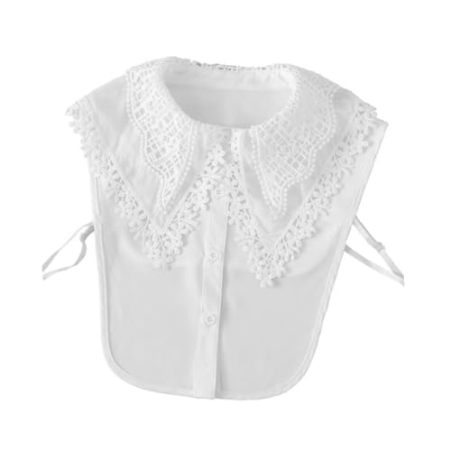 WRITWAA 1Stk falscher Kragen Damen-Shirt abnehmbarer gefälschter Kragen falsche Blumendekor falsches Halsband Dame gefälschter Kragen Spitzenkragen schmücken b55 Chiffon Weiß von WRITWAA