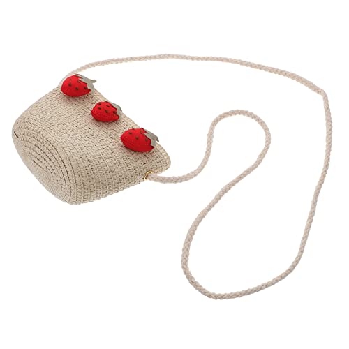 WRITWAA Kindertasche Aus Stroh Praktische Umhängetasche Für Mädchen Aufbewahrungstasche Mit Muster Leicht Und Robust Für Täglichen Gebrauch von WRITWAA