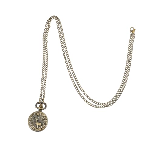 WRITWAA 1stück Kreative Kettenuhr Mit Graviertem Elch Retro Taschenuhr Für Herren Und Damen Stilvolle Umhängeuhr Für Zu Weihnachten Geburtstagen Und Besonderen Anlässen von WRITWAA