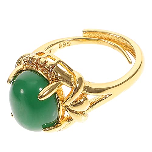 WRITWAA 1stk Verstellbarer Ring Ringmaß Heilender Edelsteinring Fingerring Aus Stein Jade-ring Knöchel Schmuck Aus Grüner Jade Valentinstag Ringe Goldener Jadering Verkupferung Green von WRITWAA