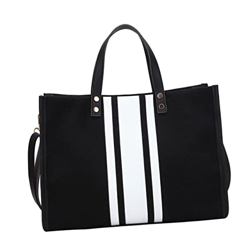 WRITWAA Modische Damen Einkaufstasche Große Kapazität Schultertasche Schwarz Verstellbarer Schultergurt Langlebiges Material Praktische Tragetasche Für Alltag Und Reisen von WRITWAA