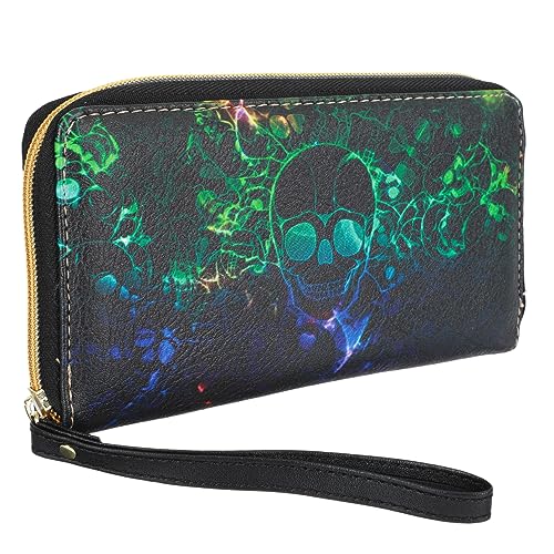 WRITWAA 1stück Kreative Skull Geldbörse Langer Reißverschluss-Purse Pu Fächer Für Karten Und Münzen Für Damen Und Für Alltag Und Besondere Anlässe von WRITWAA