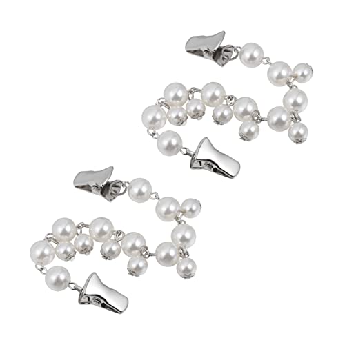 WRITWAA 2 Abnehmbare Strickjacken Clips mit Eleganten Perlenketten Halsschmuck Damen Dekorative Kragenspangen für Pullover Cardigans und Schals Weiß von WRITWAA