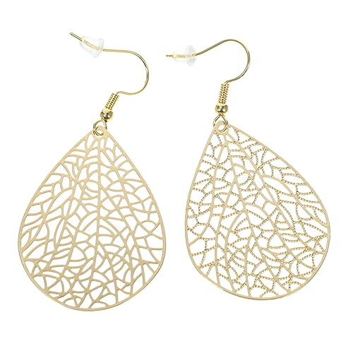 WRITWAA 2 Paar Mädchen weibliche Tropfenohrringe Ohrhänger Golddekor Damen Ohrringe Ohrringdekorationen zarte Tropfenohrringe kleine Blätter Anhänger Kupferplatte schmücken Fräulein von WRITWAA