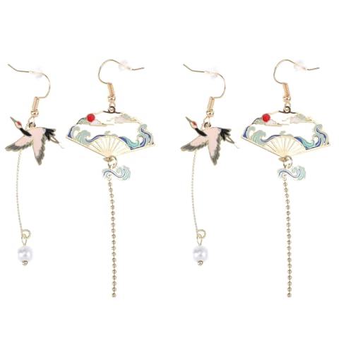 WRITWAA Asymmetrische Chinesische Ohrringe Mit Quaste, Retro HalbkreisföRmige OhrhäNger FüR Damen, Ideal FüR Neujahr Und Hochzeiten von WRITWAA