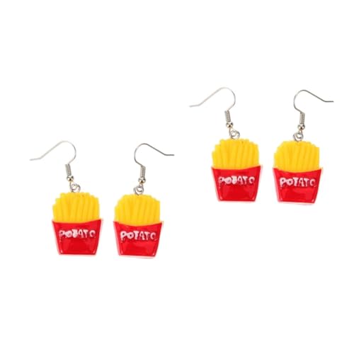 WRITWAA 2 Paare Interessante Ohrhänger Hautfreundlichem Harz Kreative Cartoon Ohrringe im Pommes Frites Design Handgefertigte Modeschmuck Accessoires für Damen und Mädchen Geschenkidee von WRITWAA