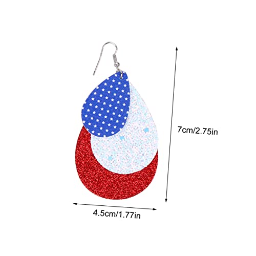 WRITWAA 2 Paare Leichte Waterdrop Ohrringe Damen PU Unabhängigkeitstag Schmuck Modisch für Frauen und Mädchen Dekorativ von WRITWAA
