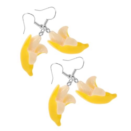 WRITWAA 2 Paare Lustige Gelbe Bananen Ohrringe Leichtes Bequemes Design Frucht Ohrschmuck für Damen Alltag Party und Date Kreative und Vielseitige Obst Ohrstecker von WRITWAA