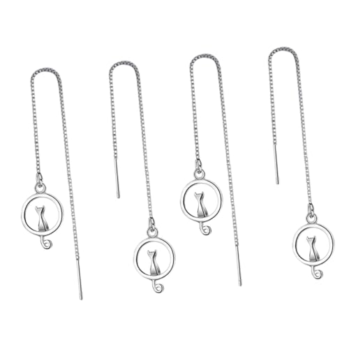 WRITWAA 2 Paare Ohrhänger Damen Lange Fadenohrstecker mit Katzen und Quastendesign Hochwertigem Kupferbeschichtetem Material Leicht und Hautfreundlich für Frauen und Mädchen von WRITWAA