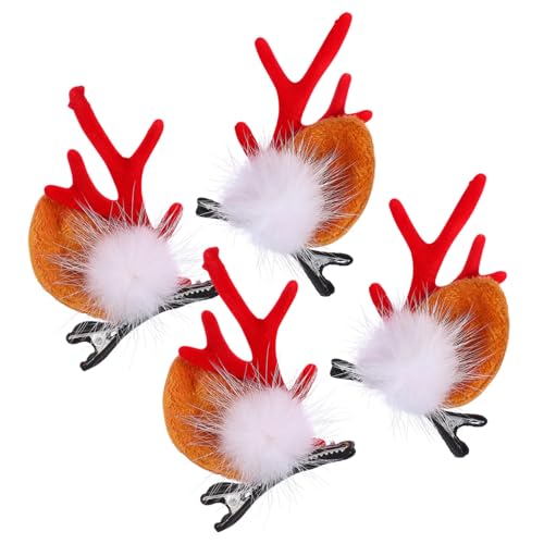 WRITWAA 2 Paare Weihnachts Haarspangen mit Rentiergeweih Langlebige Haarclips für Party Festival Weihnachten und Karneval Einfach zu Befestigen Geeignet für Frauen von WRITWAA