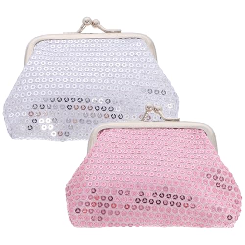 WRITWAA 2 Pailletten-Münzbörsen für Mädchen: Mini-Geldbörse mit Kussverschluss – süßes, funkelndes Kleingeld-Accessoire – perfekt für Partys und Geschenke von WRITWAA