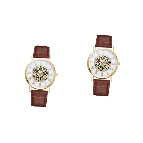 WRITWAA 2 STK Anschauen damenarmbanduhr Modeuhr Watches Men's Watch Funky Digitaluhr Uhr Uhr Sportuhren für Herren Uhrengehäuse für Herren Arbeitsuhr Business-Armbanduhr Glas Brown von WRITWAA
