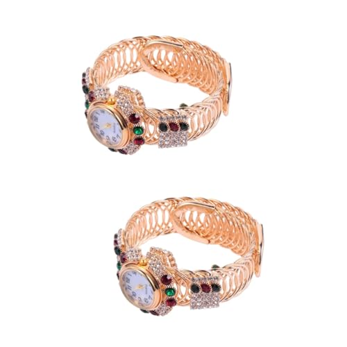 WRITWAA 2stücke Damen Armband Uhr Elegante Quarzarmbanduhr Aus Legierung Für Frauen Schickes Design Leicht Und Komfortabel Für Alltag Scratch-resistentes Modisches Accessoire von WRITWAA