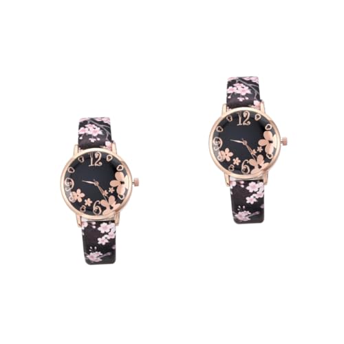 WRITWAA 2stücke Elegante Damen-Armbanduhr Mit Pflaumenblüten-Muster Modische Quarzuhr Für Damen Für Alltag Und Besondere Anlässe Langlebig Und Stilvoll Als von WRITWAA