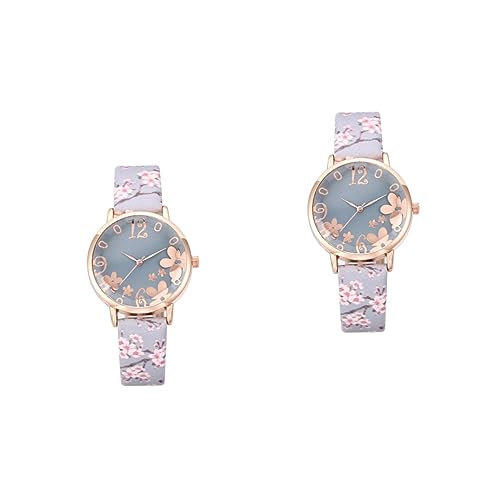 WRITWAA 2stücke Elegant Damenuhr Mit Kreativer Pflaumenblüten- Modische Armbanduhr Für Damen Quartz-Uhr Für Mädchen Langlebig Und Komfortabel Für Alltag Und Besondere Anlässe von WRITWAA