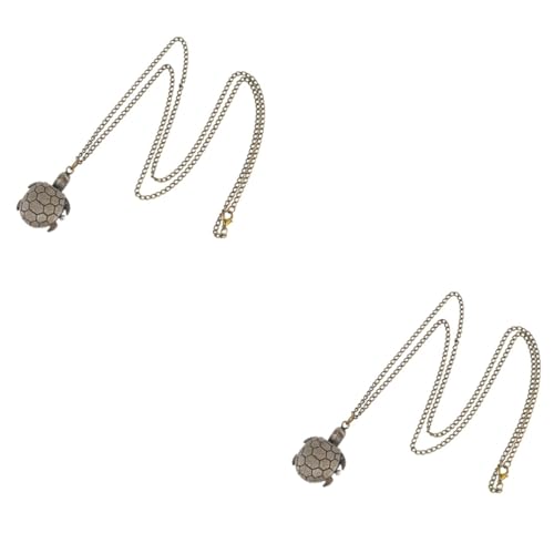 WRITWAA 2stücke Vintage Taschenuhr Mit Kette Retro Tortoise Design Quarz Uhr Als Modisches Accessoire Geeignet Für Jeden Anlass Als Oder Dekoration Für Kleidung von WRITWAA