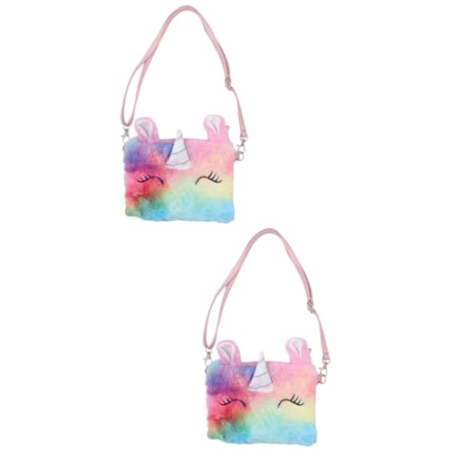 WRITWAA 2 STK Einhorn-plüsch-umhängetasche Süße Umhängetasche Einhorn Tasche Für Kinder Plüsch-geldbörsentasche Cartoon Geldbörse Umhängetaschen Handy-umhängetasche Colorful Pu von WRITWAA