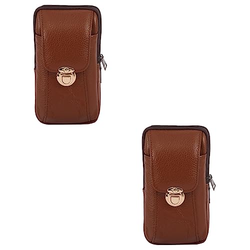 WRITWAA 2stücke Neuer Titel Herren Bauchtasche Aus Hochwertigem Rindsleder Multifunktionale Gürteltasche Für Outdoor Reisen Und Alltag Robuste Handy-umhängetasche von WRITWAA