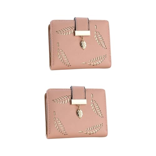 WRITWAA 2stücke Damen Mini Geldbörse Reißverschluss Portemonnaie Mit Hohlem Blattdesign Kleine Geldtasche Für Münzen Und Scheine Für Schule Shopping Und Alltag von WRITWAA