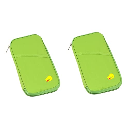 WRITWAA 2 STK Passbuch Geldbörse mit Reißverschluss Canvas-Tasche mit Reißverschluss Visitenkartenhalter Reißverschlusstasche Taschenhalter ID-Brieftasche Dokumentenhalter Fall Green von WRITWAA