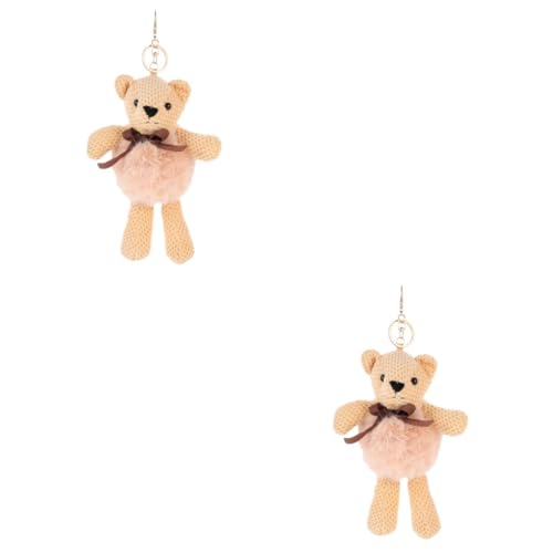 WRITWAA 2 STK Schlüsselanhänger Plüschanhänger Bulk-Schlüsselringe Mini-Kuschelbären Kinder schlüsselbund beschwertes Kuscheltier Keyring Taschenornament Plüschbär-Anhänger Khaki von WRITWAA
