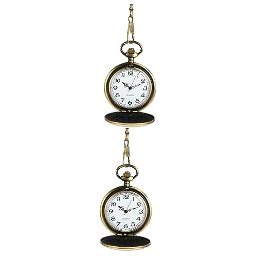 WRITWAA 2stücke Vintage Taschenuhr Mit Kette Dekorative Retro Uhr Für Damen Und Herren Große Aufbewahrung Klassisches Design Antikem Stil Für Besondere Anlässe von WRITWAA