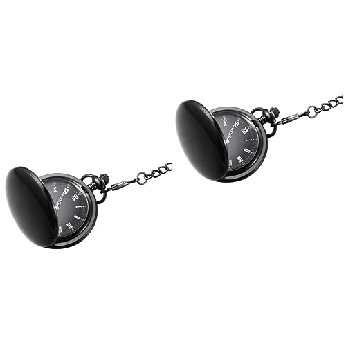WRITWAA Mechanische Taschenuhr Taschenuhr Kunststoff 2 STK Taschenuhr Retro Styles Genschenkideen Anhänger Fob Beobachten Jahrgang Betrachten Kette Digitaluhr Armbanduhr Herren Black von WRITWAA