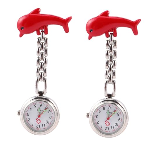 WRITWAA 2 STK Taschenuhr Watches uhrenwender wanduhr for Girlfriend ساعة يد Digitaluhr Uhr-Anstecknadel tragbare Uhr auf Ärzte achten kreative nachtleuchtende Uhr Zinklegierung rot von WRITWAA